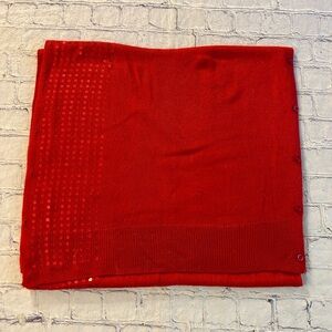 SIMPLY NOELLE RED WITH SEQUINS OBLONG ACRYLIC SCARF WITH 6 BUTTONS